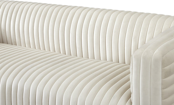 Ravish Velvet / Engineered Wood / Metal / Foam Contemporary Cream Velvet Sofa - 88" W x 35" D x 31.5" H