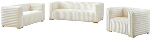 Ravish Velvet / Engineered Wood / Metal / Foam Contemporary Cream Velvet Sofa - 88" W x 35" D x 31.5" H