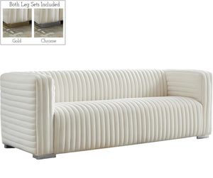 Ravish Velvet / Engineered Wood / Metal / Foam Contemporary Cream Velvet Sofa - 88" W x 35" D x 31.5" H
