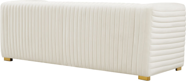 Ravish Velvet / Engineered Wood / Metal / Foam Contemporary Cream Velvet Sofa - 88" W x 35" D x 31.5" H