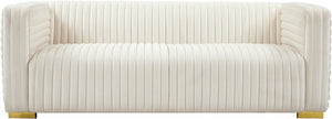 Ravish Velvet / Engineered Wood / Metal / Foam Contemporary Cream Velvet Sofa - 88" W x 35" D x 31.5" H
