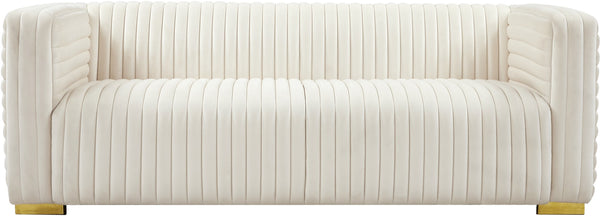 Ravish Velvet / Engineered Wood / Metal / Foam Contemporary Cream Velvet Sofa - 88" W x 35" D x 31.5" H