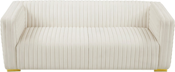 Ravish Velvet / Engineered Wood / Metal / Foam Contemporary Cream Velvet Sofa - 88" W x 35" D x 31.5" H