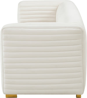 Ravish Velvet / Engineered Wood / Metal / Foam Contemporary Cream Velvet Sofa - 88" W x 35" D x 31.5" H