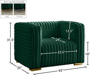 Ravish Velvet / Engineered Wood / Metal / Foam Contemporary Green Velvet Chair - 43" W x 35" D x 31.5" H