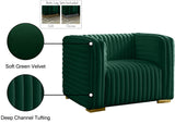 Ravish Velvet / Engineered Wood / Metal / Foam Contemporary Green Velvet Chair - 43" W x 35" D x 31.5" H