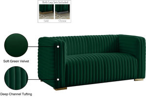 Ravish Velvet / Engineered Wood / Metal / Foam Contemporary Green Velvet Loveseat - 65" W x 35" D x 31.5" H