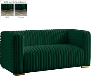 Ravish Velvet / Engineered Wood / Metal / Foam Contemporary Green Velvet Loveseat - 65" W x 35" D x 31.5" H