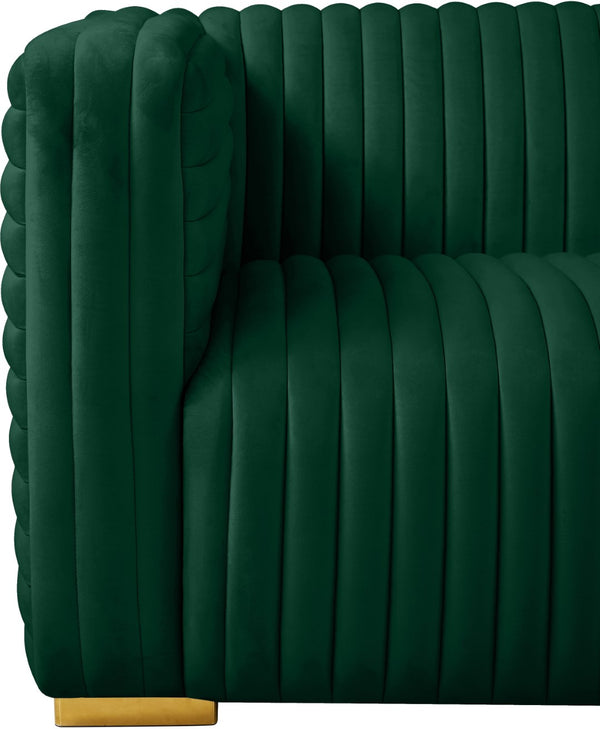 Ravish Velvet / Engineered Wood / Metal / Foam Contemporary Green Velvet Loveseat - 65" W x 35" D x 31.5" H