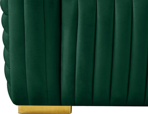 Ravish Velvet / Engineered Wood / Metal / Foam Contemporary Green Velvet Loveseat - 65" W x 35" D x 31.5" H