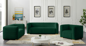 Ravish Velvet / Engineered Wood / Metal / Foam Contemporary Green Velvet Loveseat - 65" W x 35" D x 31.5" H
