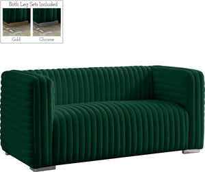 Ravish Velvet / Engineered Wood / Metal / Foam Contemporary Green Velvet Loveseat - 65" W x 35" D x 31.5" H