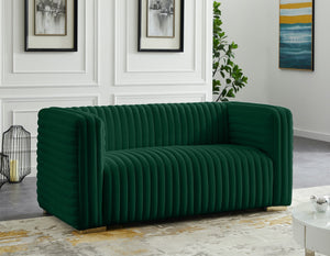 Ravish Velvet / Engineered Wood / Metal / Foam Contemporary Green Velvet Loveseat - 65" W x 35" D x 31.5" H