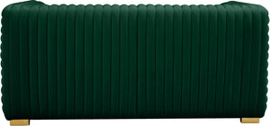 Ravish Velvet / Engineered Wood / Metal / Foam Contemporary Green Velvet Loveseat - 65" W x 35" D x 31.5" H