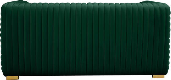 Ravish Velvet / Engineered Wood / Metal / Foam Contemporary Green Velvet Loveseat - 65" W x 35" D x 31.5" H
