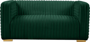 Ravish Velvet / Engineered Wood / Metal / Foam Contemporary Green Velvet Loveseat - 65" W x 35" D x 31.5" H