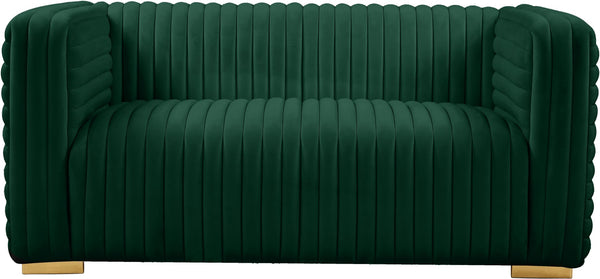 Ravish Velvet / Engineered Wood / Metal / Foam Contemporary Green Velvet Loveseat - 65" W x 35" D x 31.5" H