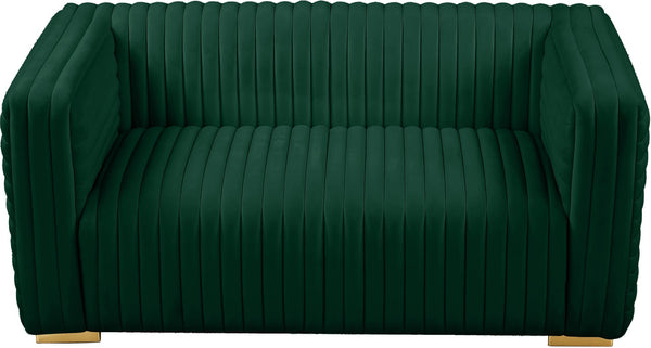Ravish Velvet / Engineered Wood / Metal / Foam Contemporary Green Velvet Loveseat - 65" W x 35" D x 31.5" H