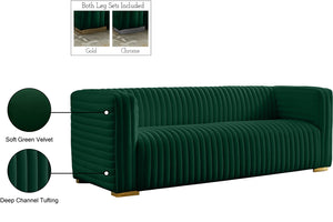 Ravish Velvet / Engineered Wood / Metal / Foam Contemporary Green Velvet Sofa - 88" W x 35" D x 31.5" H
