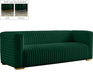 Ravish Velvet / Engineered Wood / Metal / Foam Contemporary Green Velvet Sofa - 88" W x 35" D x 31.5" H