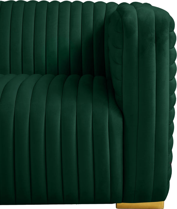 Ravish Velvet / Engineered Wood / Metal / Foam Contemporary Green Velvet Sofa - 88" W x 35" D x 31.5" H