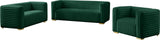 Ravish Velvet / Engineered Wood / Metal / Foam Contemporary Green Velvet Sofa - 88" W x 35" D x 31.5" H
