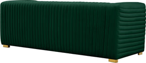 Ravish Velvet / Engineered Wood / Metal / Foam Contemporary Green Velvet Sofa - 88" W x 35" D x 31.5" H