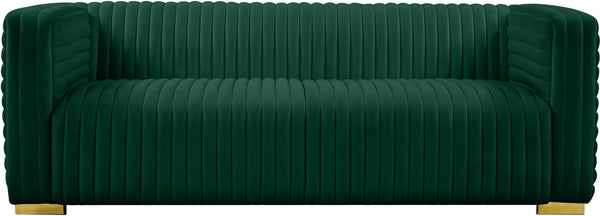 Ravish Velvet / Engineered Wood / Metal / Foam Contemporary Green Velvet Sofa - 88" W x 35" D x 31.5" H