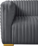 Ravish Velvet / Engineered Wood / Metal / Foam Contemporary Grey Velvet Chair - 43" W x 35" D x 31.5" H