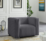 Ravish Velvet / Engineered Wood / Metal / Foam Contemporary Grey Velvet Chair - 43" W x 35" D x 31.5" H