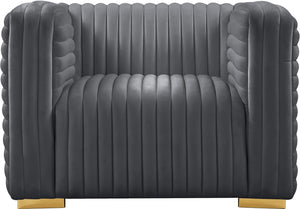 Ravish Velvet / Engineered Wood / Metal / Foam Contemporary Grey Velvet Chair - 43" W x 35" D x 31.5" H