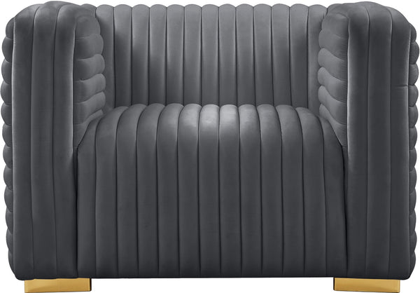 Ravish Velvet / Engineered Wood / Metal / Foam Contemporary Grey Velvet Chair - 43" W x 35" D x 31.5" H
