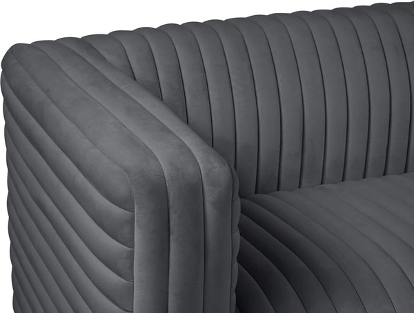 Ravish Velvet / Engineered Wood / Metal / Foam Contemporary Grey Velvet Loveseat - 65" W x 35" D x 31.5" H