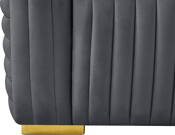 Ravish Velvet / Engineered Wood / Metal / Foam Contemporary Grey Velvet Loveseat - 65" W x 35" D x 31.5" H