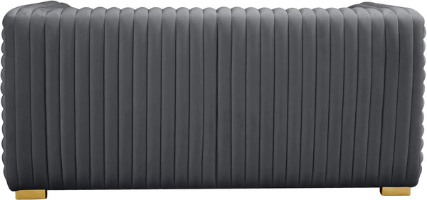 Ravish Velvet / Engineered Wood / Metal / Foam Contemporary Grey Velvet Loveseat - 65" W x 35" D x 31.5" H