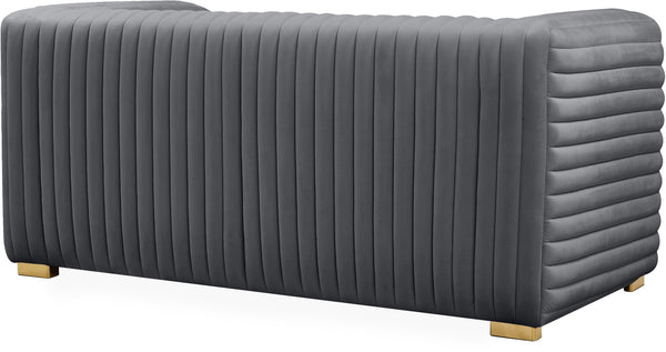 Ravish Velvet / Engineered Wood / Metal / Foam Contemporary Grey Velvet Loveseat - 65" W x 35" D x 31.5" H