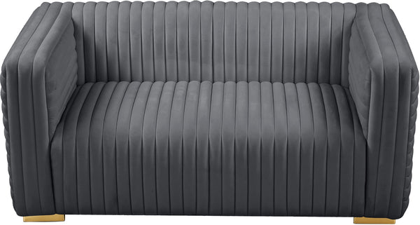 Ravish Velvet / Engineered Wood / Metal / Foam Contemporary Grey Velvet Loveseat - 65" W x 35" D x 31.5" H