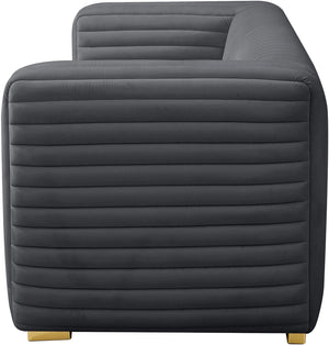 Ravish Velvet / Engineered Wood / Metal / Foam Contemporary Grey Velvet Loveseat - 65" W x 35" D x 31.5" H