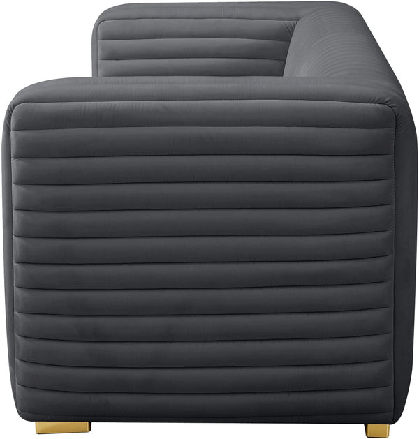 Ravish Velvet / Engineered Wood / Metal / Foam Contemporary Grey Velvet Loveseat - 65" W x 35" D x 31.5" H