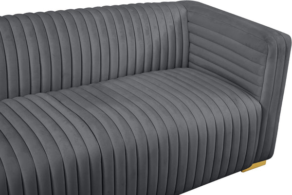 Ravish Velvet / Engineered Wood / Metal / Foam Contemporary Grey Velvet Sofa - 88" W x 35" D x 31.5" H