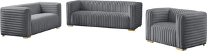 Ravish Velvet / Engineered Wood / Metal / Foam Contemporary Grey Velvet Sofa - 88" W x 35" D x 31.5" H