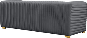 Ravish Velvet / Engineered Wood / Metal / Foam Contemporary Grey Velvet Sofa - 88" W x 35" D x 31.5" H