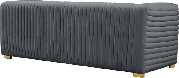 Ravish Velvet / Engineered Wood / Metal / Foam Contemporary Grey Velvet Sofa - 88" W x 35" D x 31.5" H
