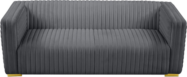 Ravish Velvet / Engineered Wood / Metal / Foam Contemporary Grey Velvet Sofa - 88" W x 35" D x 31.5" H