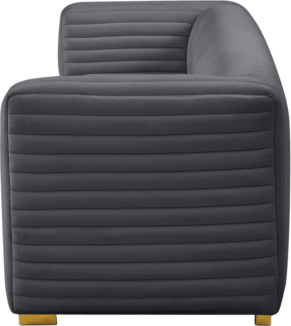 Ravish Velvet / Engineered Wood / Metal / Foam Contemporary Grey Velvet Sofa - 88" W x 35" D x 31.5" H