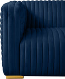 Ravish Velvet / Engineered Wood / Metal / Foam Contemporary Navy Velvet Chair - 43" W x 35" D x 31.5" H