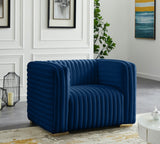 Ravish Velvet / Engineered Wood / Metal / Foam Contemporary Navy Velvet Chair - 43" W x 35" D x 31.5" H