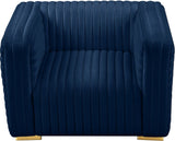 Ravish Velvet / Engineered Wood / Metal / Foam Contemporary Navy Velvet Chair - 43" W x 35" D x 31.5" H