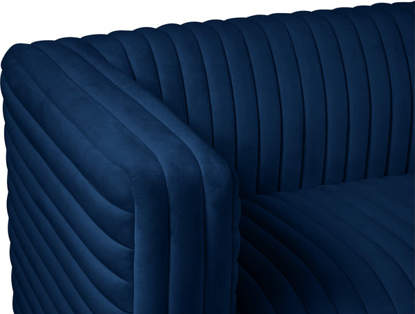 Ravish Velvet / Engineered Wood / Metal / Foam Contemporary Navy Velvet Loveseat - 65" W x 35" D x 31.5" H