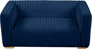 Ravish Velvet / Engineered Wood / Metal / Foam Contemporary Navy Velvet Loveseat - 65" W x 35" D x 31.5" H